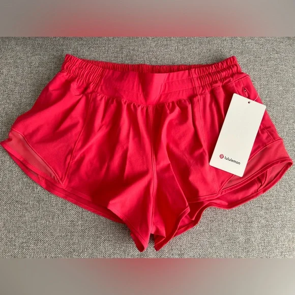 NWT Lululemon Athletica Red Athletic Shorts Lightweight Elastic Waist - Picture 1 of 5
